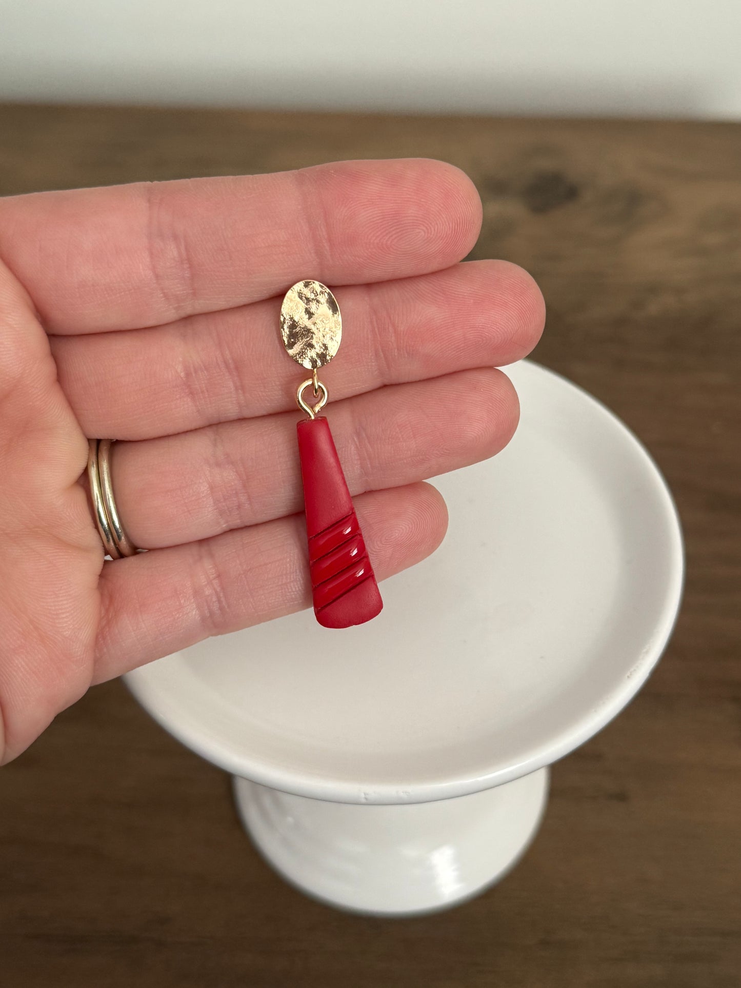 Hammered Gold Dangle (Red)