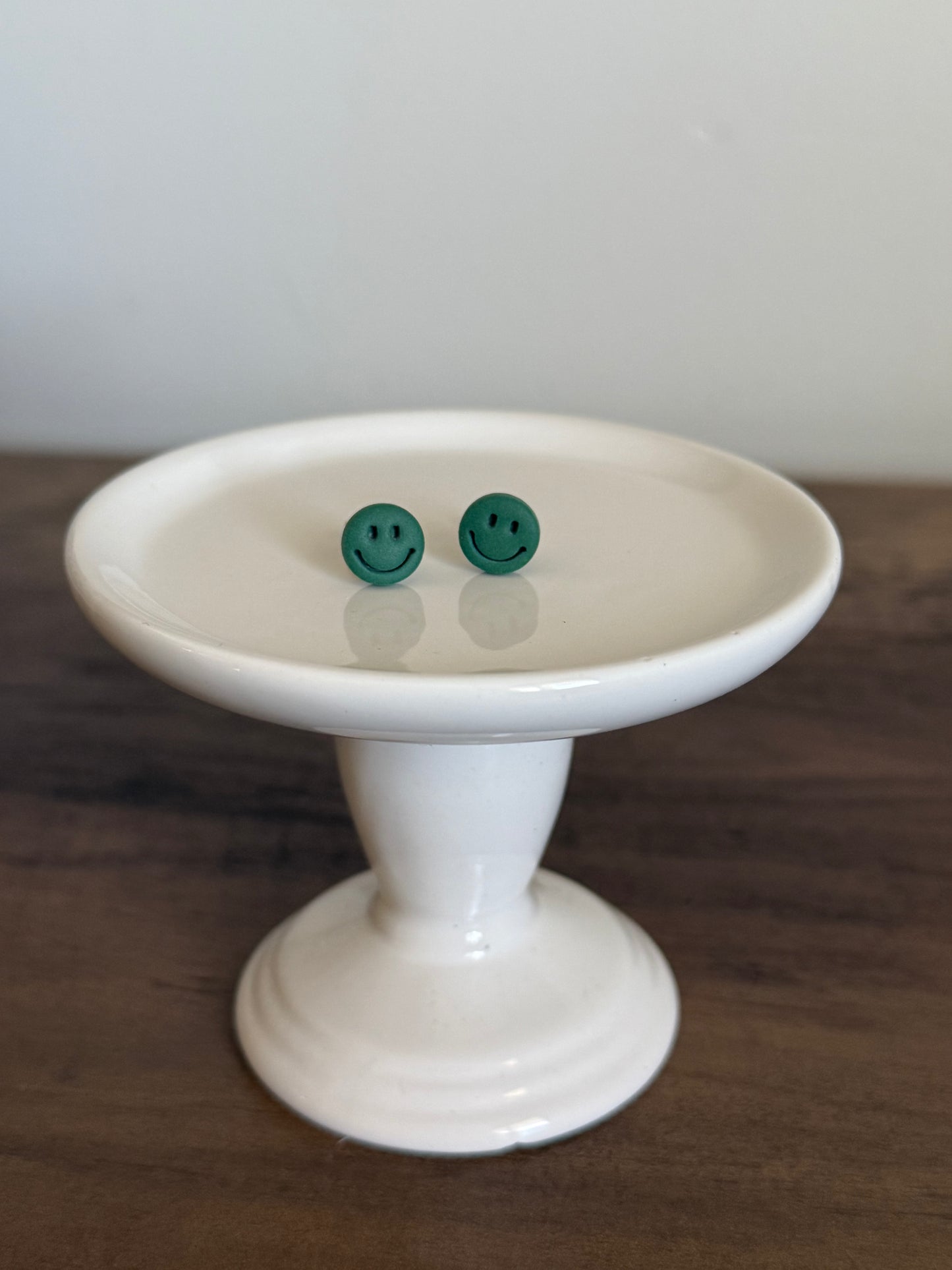 Green Smiley Face Stud