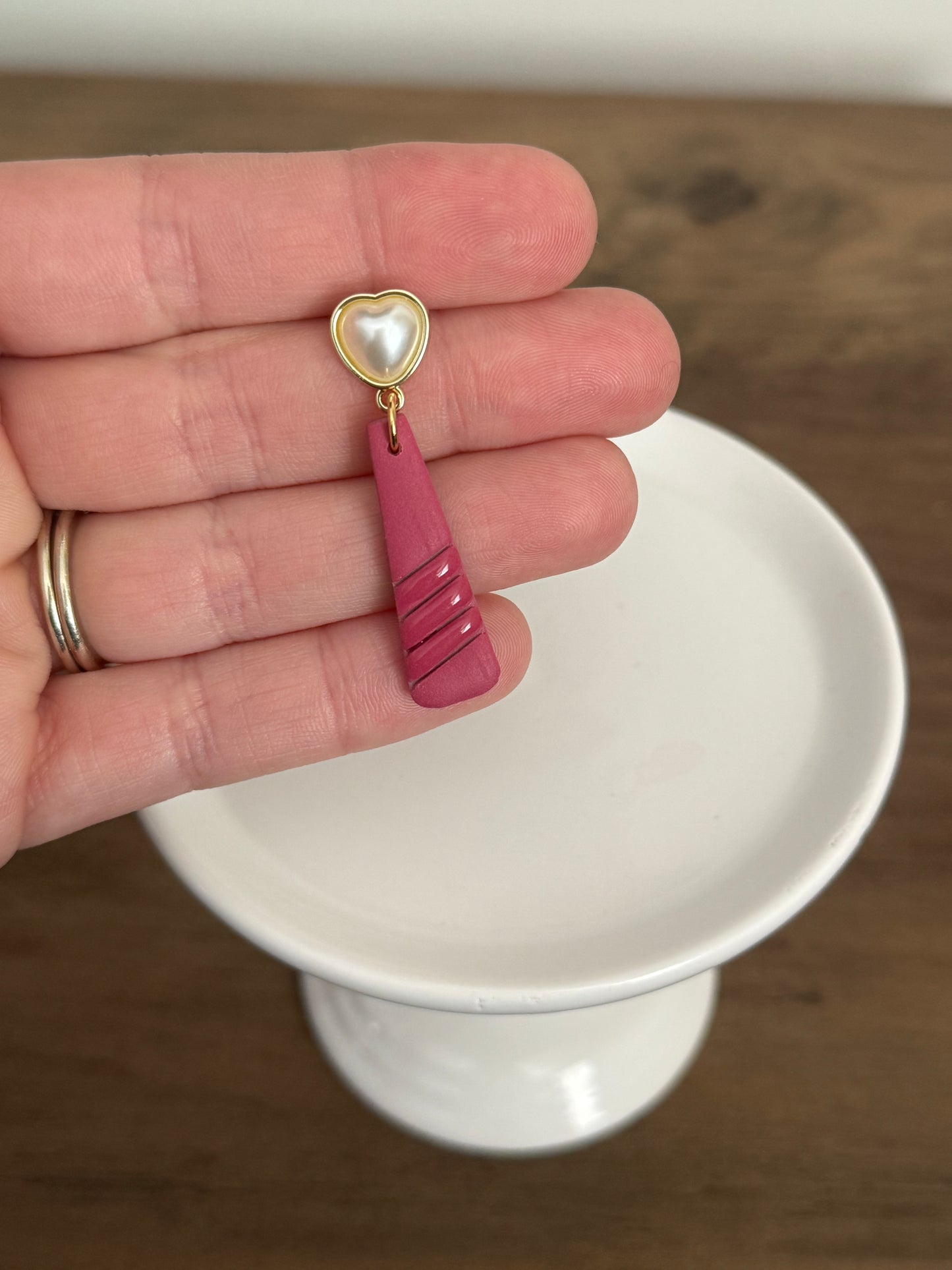 Heart Pearl Dangle (Pink)