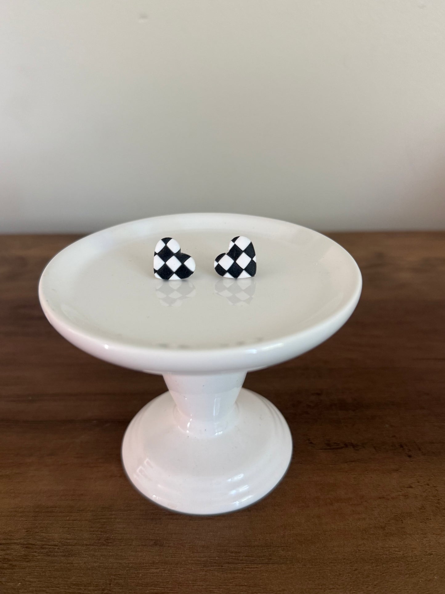 Checkered Heart Stud